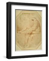 Nude Seated and Turning Away, Grasping a Staff in His Left Hand-Carlo Maratti-Framed Giclee Print