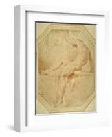 Nude Seated and Turning Away, Grasping a Staff in His Left Hand-Carlo Maratti-Framed Giclee Print