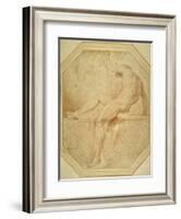 Nude Seated and Turning Away, Grasping a Staff in His Left Hand-Carlo Maratti-Framed Giclee Print