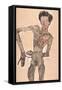 Nude self portrait, grimacing, 1910-Egon Schiele-Framed Stretched Canvas