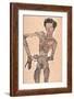 Nude self portrait, grimacing, 1910-Egon Schiele-Framed Giclee Print