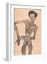 Nude self portrait, grimacing, 1910-Egon Schiele-Framed Giclee Print