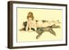 Nude Sipping Drink on Bearskin Rug-null-Framed Art Print