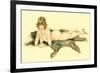 Nude Sipping Drink on Bearskin Rug-null-Framed Premium Giclee Print