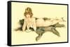 Nude Sipping Drink on Bearskin Rug-null-Framed Stretched Canvas