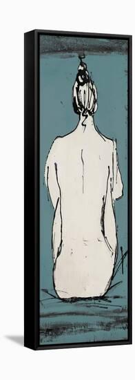 Nude Sketch on Blue II-Patricia Pinto-Framed Stretched Canvas