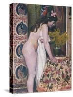 Nude Smelling the Flowers, Nu Sens Les Fleurs-Georges Lemmen-Stretched Canvas