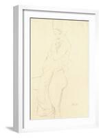 Nude Standing Left, Holding a Towel to the Body, 1917-Gustav Klimt-Framed Giclee Print