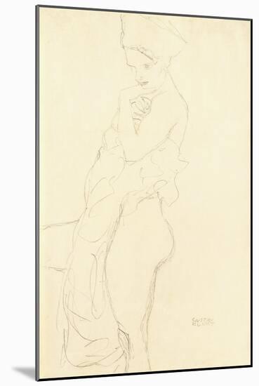 Nude Standing Left, Holding a Towel to the Body, 1917-Gustav Klimt-Mounted Giclee Print