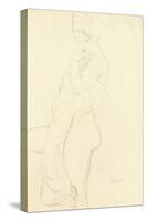 Nude Standing Left, Holding a Towel to the Body, 1917-Gustav Klimt-Stretched Canvas