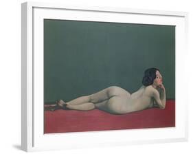 Nude Stretched Out on a Piece of Cloth, 1909-Félix Vallotton-Framed Premium Giclee Print