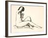 Nude Study, Girl Sitting on a Flowered Cushion, 1923-24-George Wesley Bellows-Framed Giclee Print