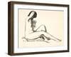 Nude Study, Girl Sitting on a Flowered Cushion, 1923-24-George Wesley Bellows-Framed Giclee Print