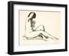 Nude Study, Girl Sitting on a Flowered Cushion, 1923-24-George Wesley Bellows-Framed Giclee Print