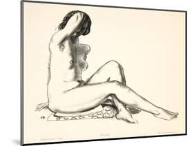 Nude Study, Girl Sitting on a Flowered Cushion, 1923-24-George Wesley Bellows-Mounted Giclee Print