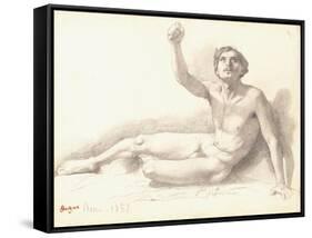 Nude Study-Edgar Degas-Framed Stretched Canvas