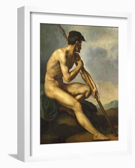 Nude Warrior with a Spear, C.1816-Théodore Géricault-Framed Giclee Print