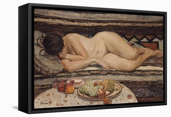 Nude with a Bowl of Fruit-Henri Lebasque-Framed Stretched Canvas