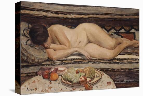 Nude with a Bowl of Fruit-Henri Lebasque-Stretched Canvas