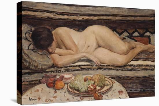 Nude with a Bowl of Fruit-Henri Lebasque-Stretched Canvas