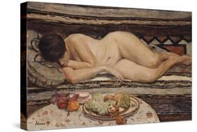 Nude with a Bowl of Fruit-Henri Lebasque-Stretched Canvas