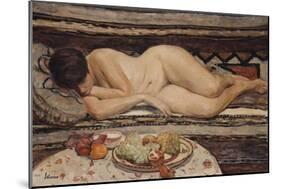 Nude with a Bowl of Fruit-Henri Lebasque-Mounted Giclee Print