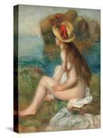 Nude with a Straw Hat Beside the Sea, 1892-Pierre-Auguste Renoir-Stretched Canvas