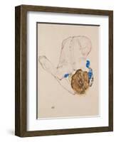 Nude with Blue Stockings, Bending Forward, 1912-Egon Schiele-Framed Giclee Print