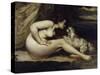 Nude with Dog, c.1861-Gustave Courbet-Stretched Canvas