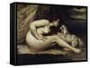 Nude with Dog, c.1861-Gustave Courbet-Framed Stretched Canvas