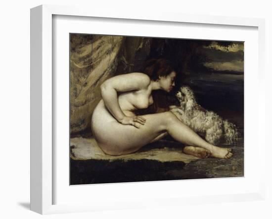 Nude with Dog, c.1861-Gustave Courbet-Framed Giclee Print