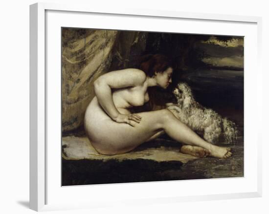 Nude with Dog, c.1861-Gustave Courbet-Framed Giclee Print