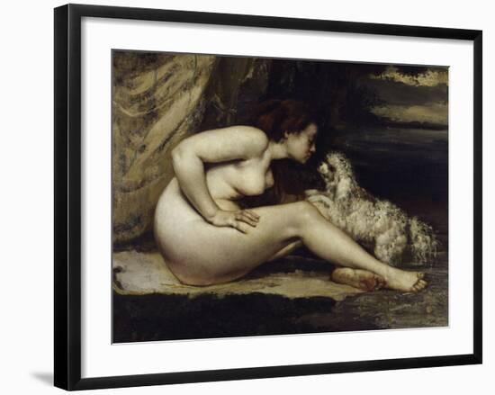 Nude with Dog, c.1861-Gustave Courbet-Framed Giclee Print