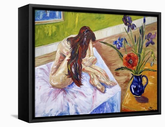 Nude with Flowers-Sir Roy Calne-Framed Stretched Canvas