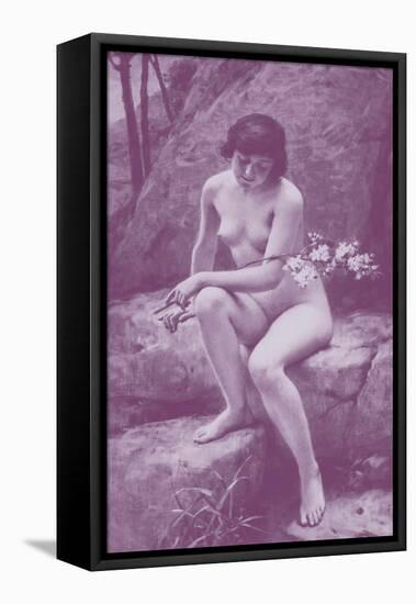 Nude with Flowers-A. Penot-Framed Stretched Canvas