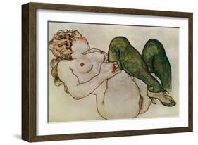 Nude with Green Stockings, 1918-Egon Schiele-Framed Giclee Print