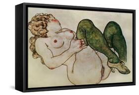 Nude with Green Stockings, 1918-Egon Schiele-Framed Stretched Canvas