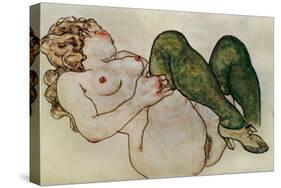 Nude with Green Stockings, 1918-Egon Schiele-Stretched Canvas