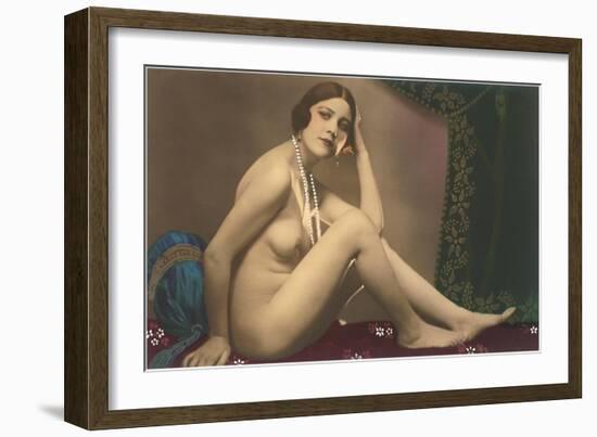 Nude with Pearls-null-Framed Art Print