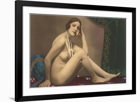 Nude with Pearls-null-Framed Premium Giclee Print