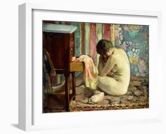 Nude with Pink Shirt; Nu a La Chemise Rose, 1926-Henri Lebasque-Framed Giclee Print