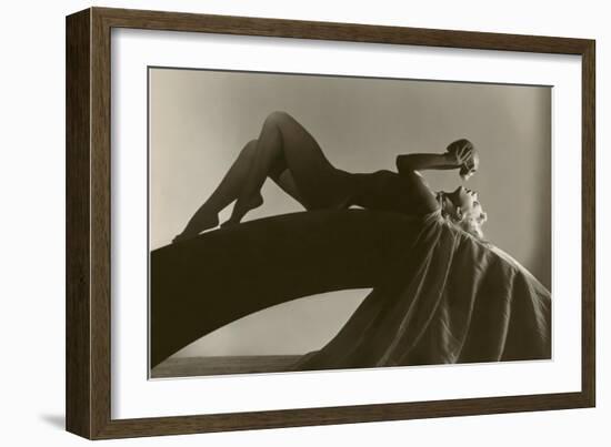 Nude Woman Communing with Skull-null-Framed Art Print