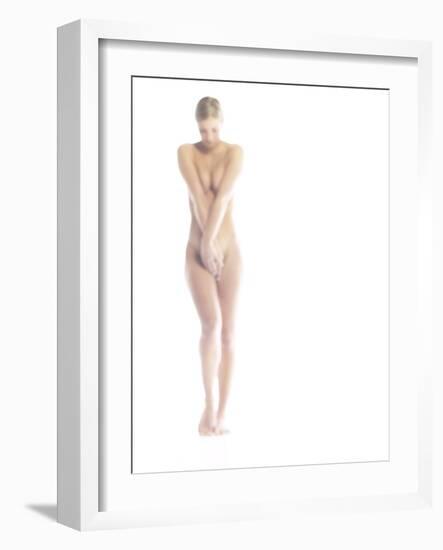 Nude Woman Covering Herself-null-Framed Photographic Print