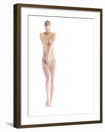 Nude Woman Covering Herself-null-Framed Photographic Print