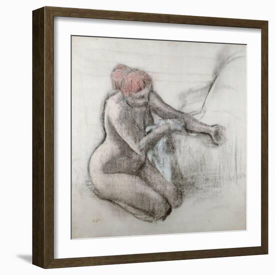 Nude Woman Drying Herself after the Bath, C.1898-Edgar Degas-Framed Giclee Print