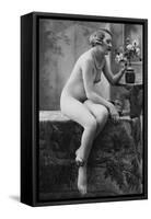 Nude Woman French Art Nouveau Photograph No.5 - France-Lantern Press-Framed Stretched Canvas
