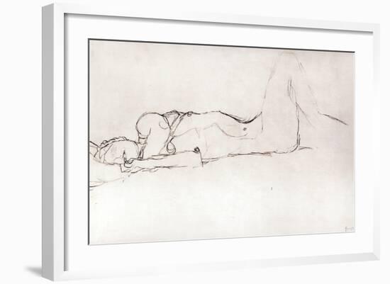 Nude Woman in Bed, c.1914-Gustav Klimt-Framed Giclee Print