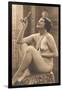 Nude Woman in Pearls with Small Mirror-null-Framed Art Print