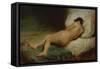 Nude Woman Lying on a Bed, C.1824-26 (Oil on Canvas)-Ferdinand Victor Eugene Delacroix-Framed Stretched Canvas