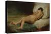 Nude Woman Lying on a Bed, C.1824-26 (Oil on Canvas)-Ferdinand Victor Eugene Delacroix-Stretched Canvas